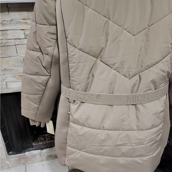 Michael Kors tan Taupe long puffer coat faux fur trim plus size 3X NEW!!! - Picture 14 of 14